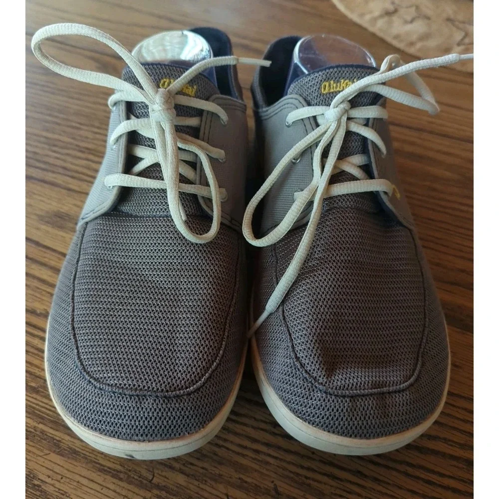 Olukai‎ Nohea Moku Grey Mesh Boat Shoes Slip On Sneakers Men's Size 10.5 Gray